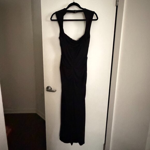 Nicole Miller Black Evening Gown Embellished Cutout Back Dress Size 12 - Picture 6 of 8